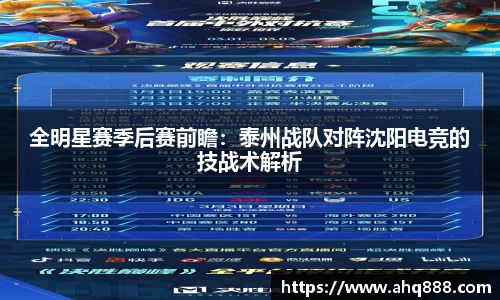 全明星赛季后赛前瞻：泰州战队对阵沈阳电竞的技战术解析