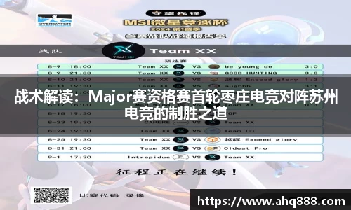 战术解读：Major赛资格赛首轮枣庄电竞对阵苏州电竞的制胜之道